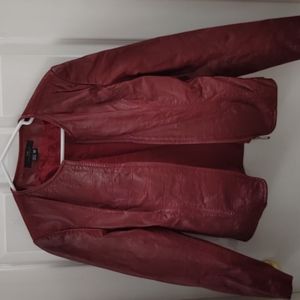 Size 10 Red faux leather jacket